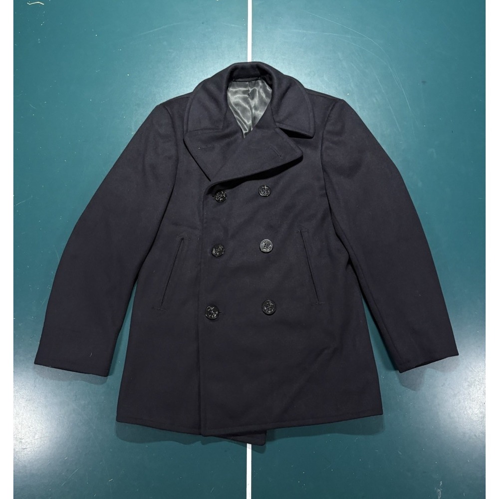 Vintage 1940s US Navy Wool Peacoat 6-Button Corduroy Pockets Military Issue 38R